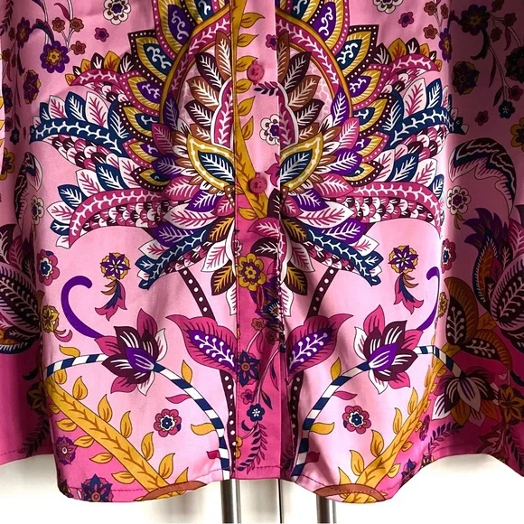 Rachel Zoe Satin Floral Paisley Button Down Blouse in Pink Multi Size S NWT - Picture 10 of 16